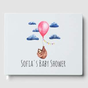 Kute Waterverf Sloth Moeder and Name Baby shower Gastenboek
