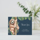 Kute Waterverf Sloth & Tropical Leaves Hartelijk d Briefkaart (Staand voorkant)