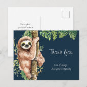 Kute Waterverf Sloth & Tropical Leaves Hartelijk d Briefkaart (Voorkant / Achterkant)