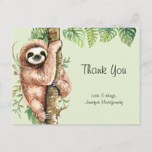 Kute Waterverf Sloth & Tropical Leaves Hartelijk d Briefkaart
