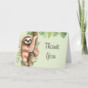 Kute Waterverf Sloth & Tropical Leaves Hartelijk d Kaart