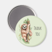 Kute Waterverf Sloth & Tropical Leaves Hartelijk d Magneet (Voorkant / Achterkant)