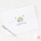 Kute Waterverf Spring Floral Chick in Egg Easter Vierkante Sticker (Envelop)