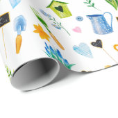 Kute Waterverf Spring Flower Pattern Happy Paast Cadeaupapier (Rol Hoek)