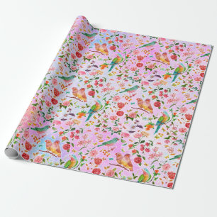 Kute Waterverf vogelwrapppapier Cadeaupapier