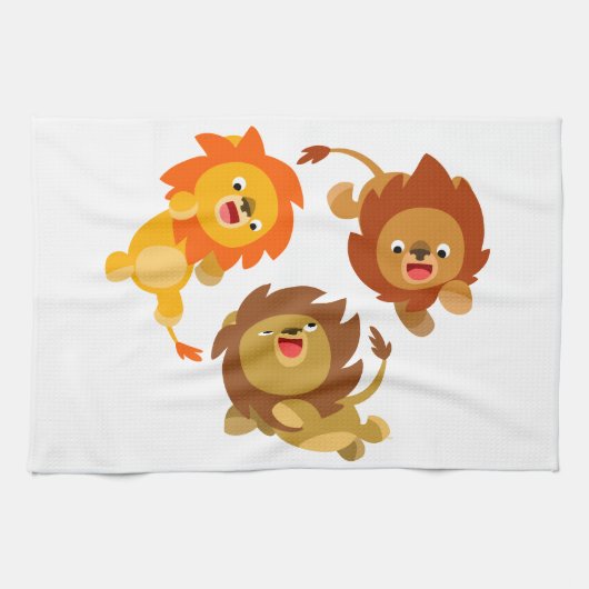 Kute Weightless Cartoon Lions Kitchen Towel Theedoek (Horizontaal)