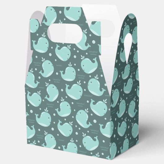 Kute Whale Pattern op Blauwgroen Blauwe Kinderen Bedankdoosjes (Geopend)