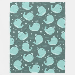 Kute Whale Pattern op Blauwgroen Blauwe Kinderen Fleece Deken