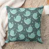 Kute Whale Pattern op Blauwgroen Blauwe Kinderen Kussen (Deken)