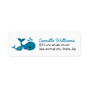 Kute whales retourneert adreslabel etiket