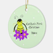 Kute Whimsical Bee Baby's eerste kerstmis Keramisch Ornament (Links)