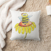 Kute Whimsical Bee op een Bloem Kussen (Deken)