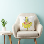 Kute Whimsical Bee op een Bloem Kussen (Stoel)