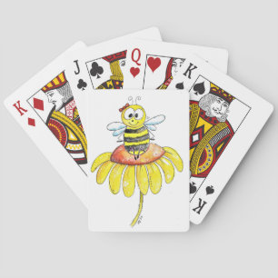 Kute Whimsical Bee op een Bloem Pokerkaarten