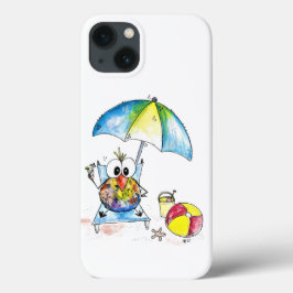 Kute Whimsical Bird op Beach iPhone 13 Hoesje