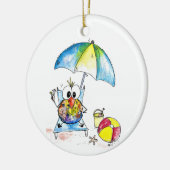 Kute Whimsical Bird op Beach Keramisch Ornament (Links)