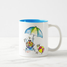 Kute Whimsical Bird op Beach Tweekleurige Koffiemok