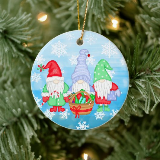 Kute whimsical Festive Kerstgnomen Keramisch Ornament (Boom)