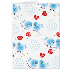 Kute Whimsical Fluffy Blue Tortelduifjes Red Heart