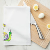 Kute Whimsical Happy Snail met gele bloemen Theedoek (Quarter Fold)