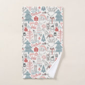 Kute Whimsical Santa Tree Patroon Roze Bad Handdoek (Handdoek)