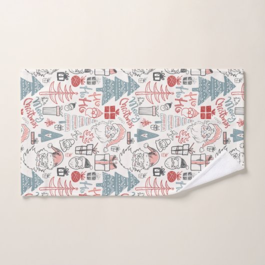 Kute Whimsical Santa Tree Patroon Roze Bad Handdoek (Handdoek)
