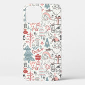 Kute Whimsical Santa Tree Patroon Roze Case-Mate iPhone Case (Achterkant)