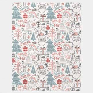 Kute Whimsical Santa Tree Patroon Roze Fleece Deken
