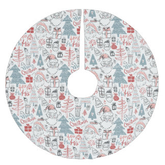 Kute Whimsical Santa Tree Patroon Roze Kerstboom Rok