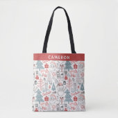 Kute Whimsical Santa Tree, speciaal gepersonalisee Draagtas (Voorkant)