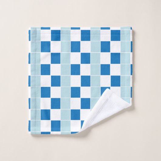 Kute White Blue Checkerboard Bad Handdoek (Wasdoekje)
