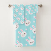 Kute White Bunnies Pattern Easter | Handdoekset Bad Handdoek (Insitu)