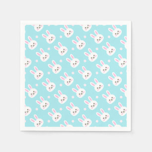 Kute White Bunnies Pattern Easter Papier Napkin Servet