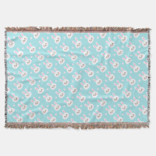 Kute White Bunnies Pattern Easter Throw Blanket Deken