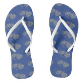 Kute White Double Heart Blue Paar of Teenslippers (Voetbed)
