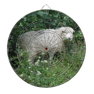 Kute White Fluffy Sheep Eating Dart Board Dartbord