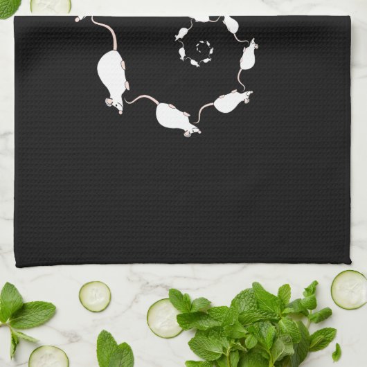 Kute White Mouse Design. Spiraal van Mice. Theedoek (Gevouwen)