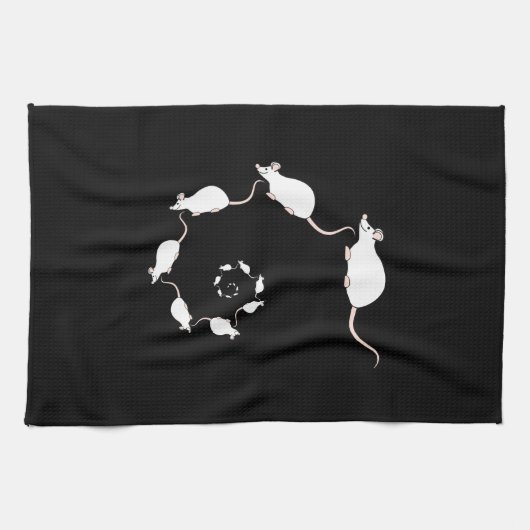 Kute White Mouse Design. Spiraal van Mice. Theedoek (Horizontaal)