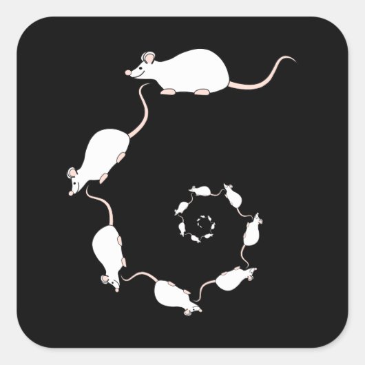 Kute White Mouse Design. Spiraal van Mice. Vierkante Sticker (Voorkant)