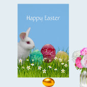 Kute White Paaster Bunny & Painted Eggs