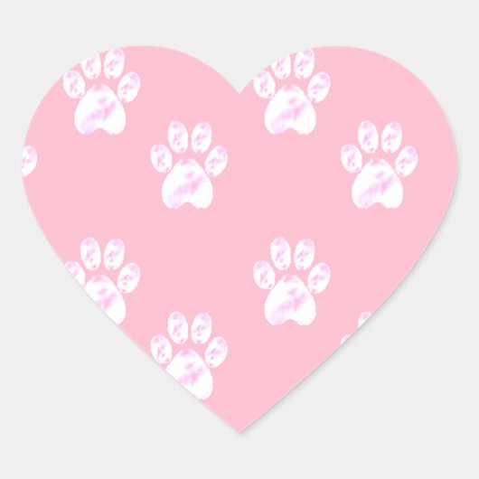 Kute white paw patroon op roze hart sticker (Voorkant)