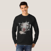 Kute White Pitbull Face Inside Ge T-shirt (Voorkant volledig)