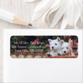 Kute White Puppies Return Address Mailing Stickers (Insitu)