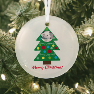 Kute White Puppy Dog Colorful kerstboom Clear Glas Ornament