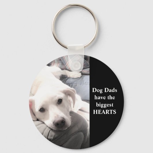 Kute White Puppy Dog met beste vriend papa Black Sleutelhanger (Voorkant)