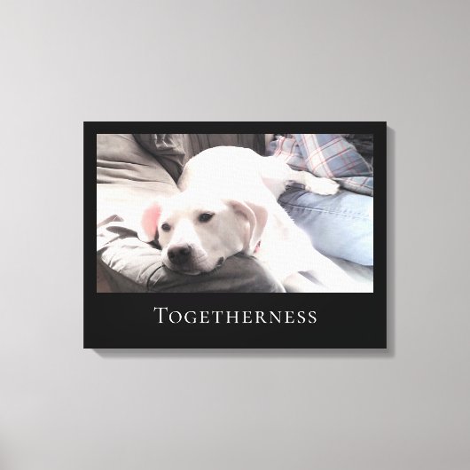 Kute White Puppy Dog samen met papa Black Lijst Canvas Afdruk (Voorkant)