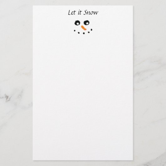Kute White Snowman Minimal Laat het sneeuwen Briefpapier (Voorkant)