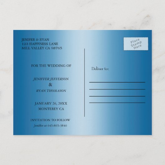 Kute winter bruiloft behalve datum briefkaart (Achterkant)