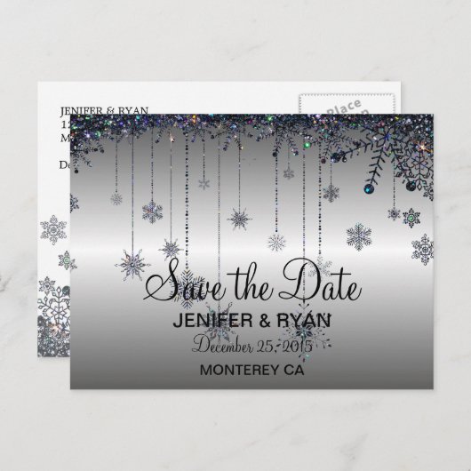 Kute winter bruiloft behalve datum briefkaart (Voorkant / Achterkant)