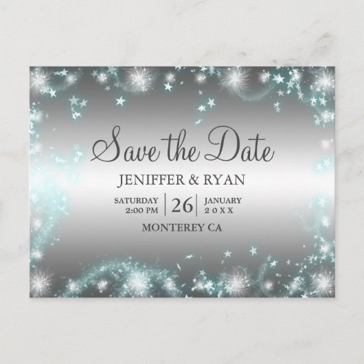 Kute winter bruiloft behalve datum briefkaart (Voorkant)